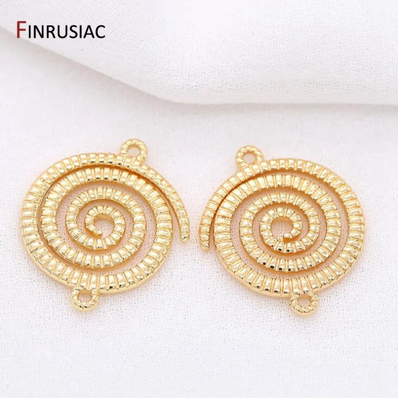 14K Gold Plated Brass Metal Round Circle Pendants Connectors For DIY Jewellery Making