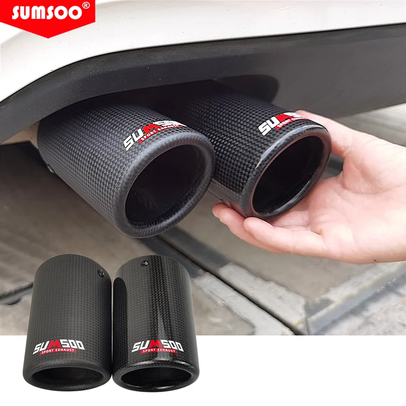 

Genuine SUMSOO carbon fiber Car Exhaust Muffler tail tip Cover for VW series Tiguan PASSAT Golf POLO BORA Audi A4L Q5 BMW 328i