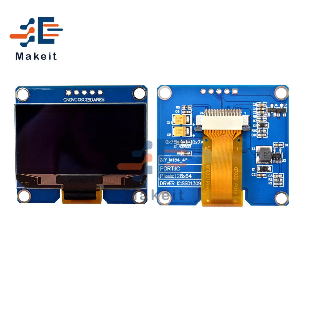1.54 Inch OLED Module 5 Pin 7 Pin White Blue Yellow SPI IIC I2C Interface SSD1309 SPD0301 Driver 128x64 Display Screen Board