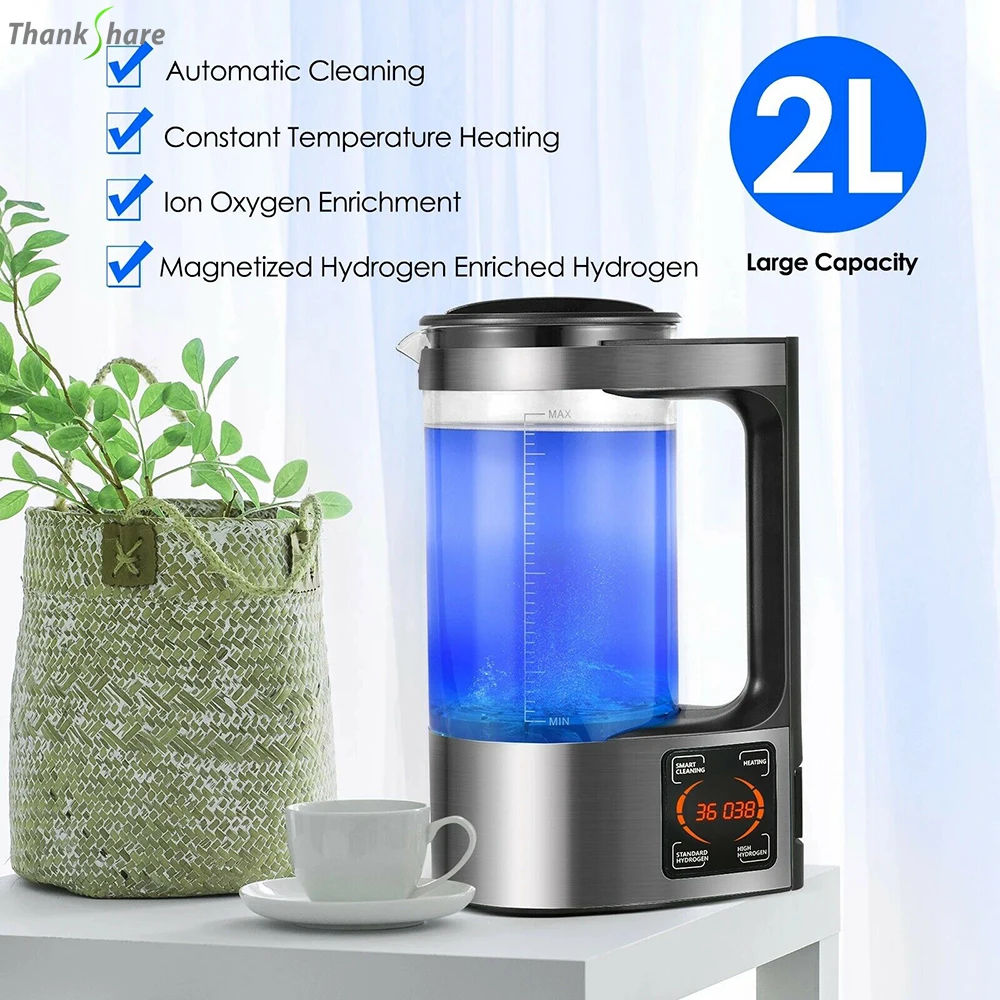 100V-240V 2L Electric Hydrogen Rich Water Kettle Water Ionizer Machine Water Filter Drink Hydrogen Water Generator For Home