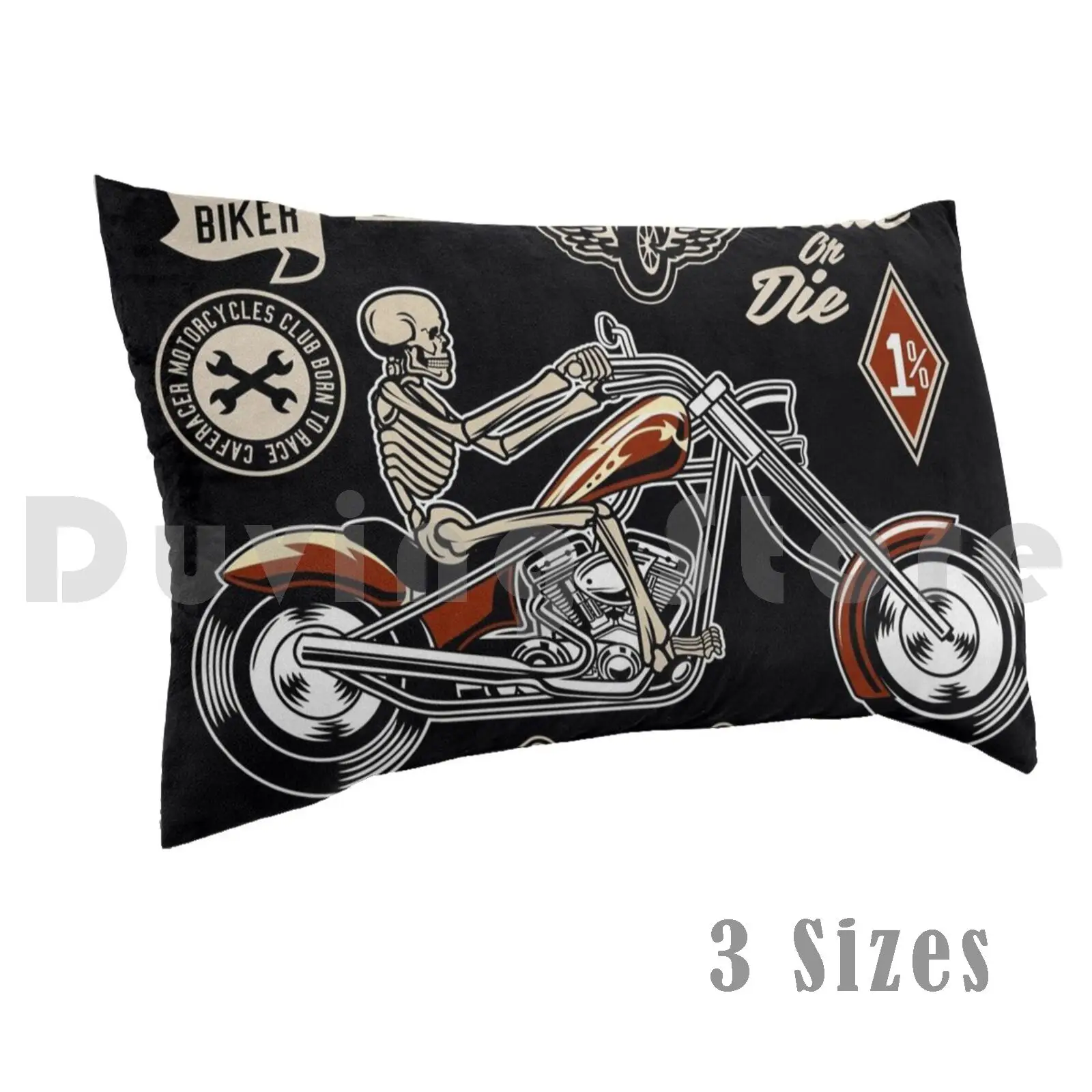 Motorebel Skull-Poster Pillow Case Printed 35x50 Rocker Biker Racing Bearded Hipster Moustache Motobike