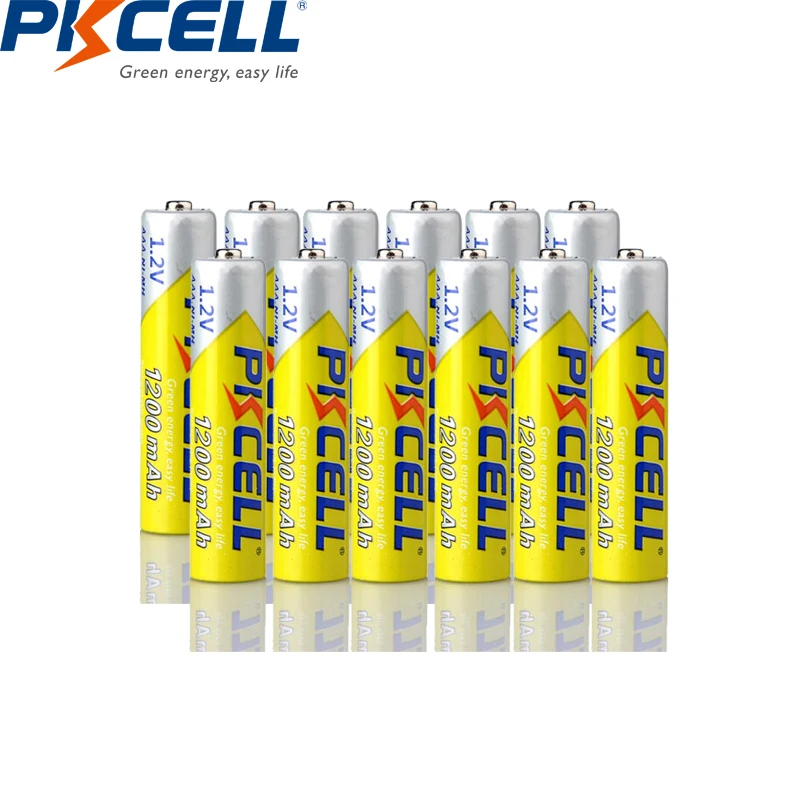 PKCELL 12 قطعة بطارية AAA 1.2 فولت ni-mh AAA بطاريات قابلة للشحن قدرة (600mah 1000mah 1200mah) بطارية دائرة مرات 1000 مرات