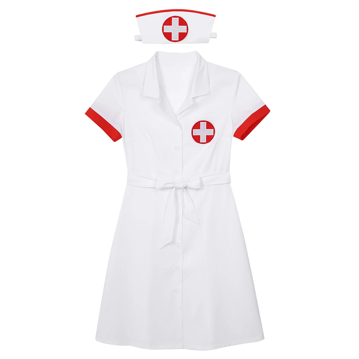 Erotic Halloween Fancy Cosplay Costumes Women Naughty Lingerie Sexy Nurse Dress with Belt Hat Uniform Outfit Party Kinky Costume