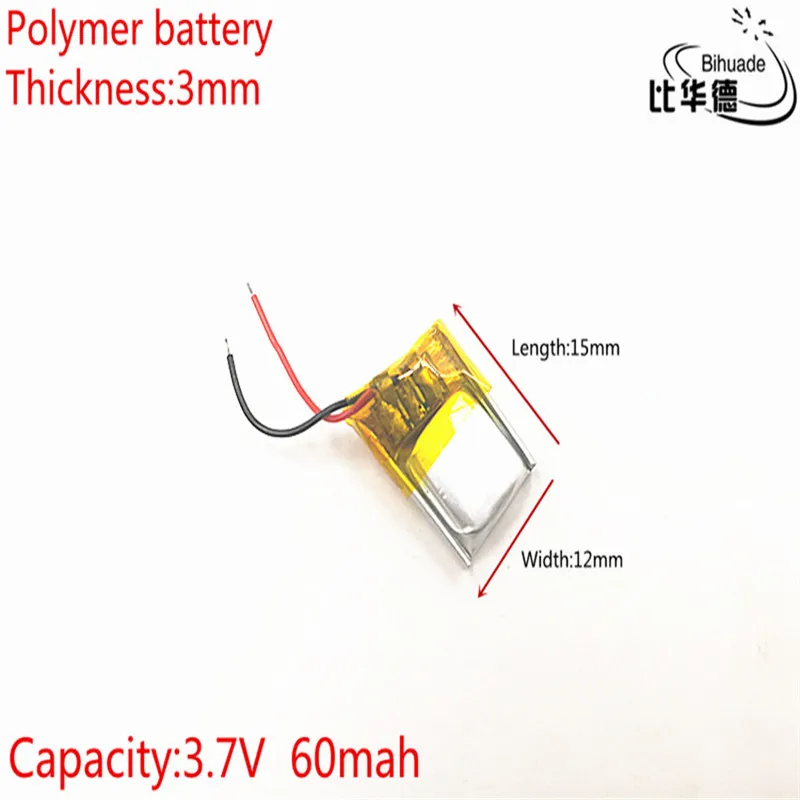 

3.7V 60mAh 301215 Lithium Polymer Li-Po li ion Rechargeable Battery cells For Mp3 MP4 MP5 GPS mobile bluetooth