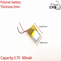 3.7V 60mAh 301215 bateria litowo polimerowa bateria li-po akumulator litowo jonowy akumulator baterie do Mp3 MP4 MP5 GPS telefonu komórkowego