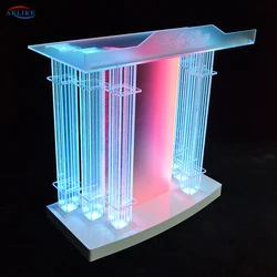 Lectern With Led Light Church Oath Podium Standing Plexiglass Pulpit Reading Table Wedding Prayer Pulpit Bar Reception Desk