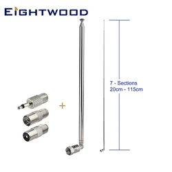 Eightwood FM Radio 7 Sections Telescopic Antenna F Type Male Plug Connector for Music System Home Stereo Audio Radio AV Receiver