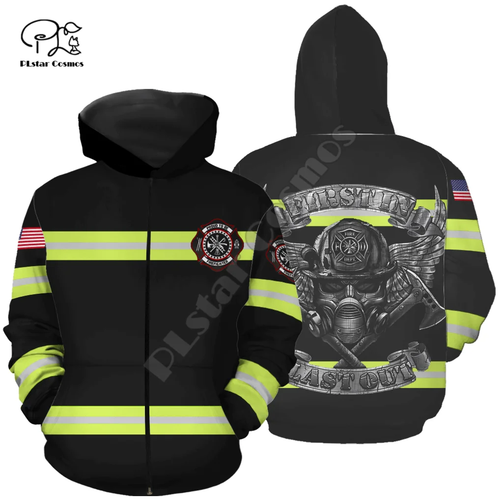 PLstar Cosmos Amazing USA Firefighter Fireman 3D Print Hoodies Sweatshirts  Zip Hooded For Men And Women Casual Streetwear Q22