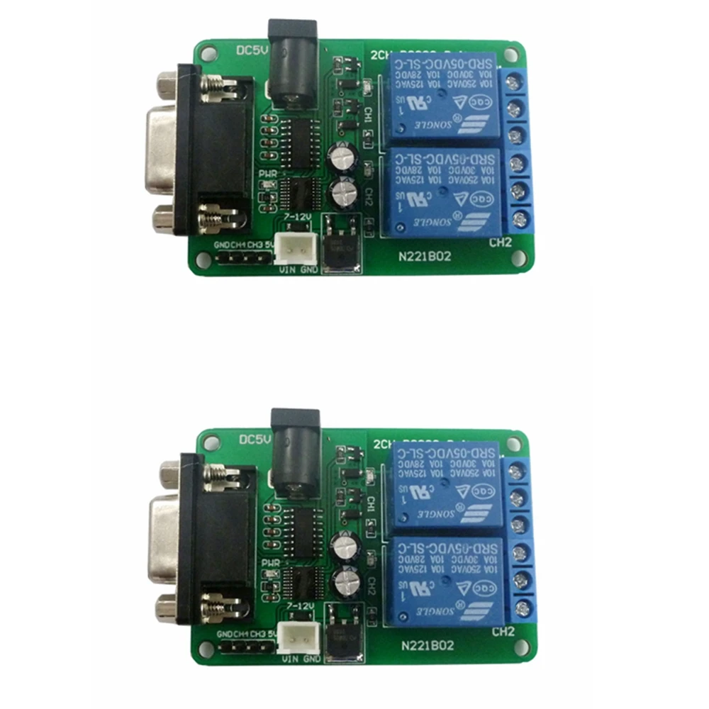 

2 Pcs DC 5V 7.5V 9V 2CH RS232 Relay Module Remote Control USB PC UART COM Serial Ports