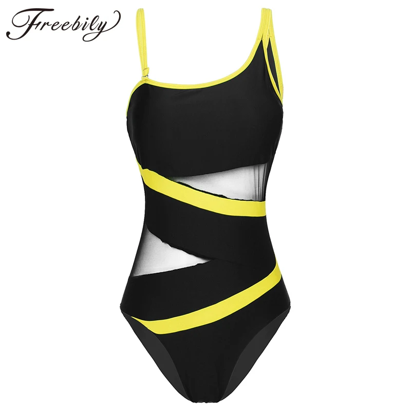 Sexy jedno ramię jednoczęściowy strój kąpielowy moda Off ramię siatkowy Patchwork wyściełane Push Up stroje kąpielowe body strój kąpielowy Monokini