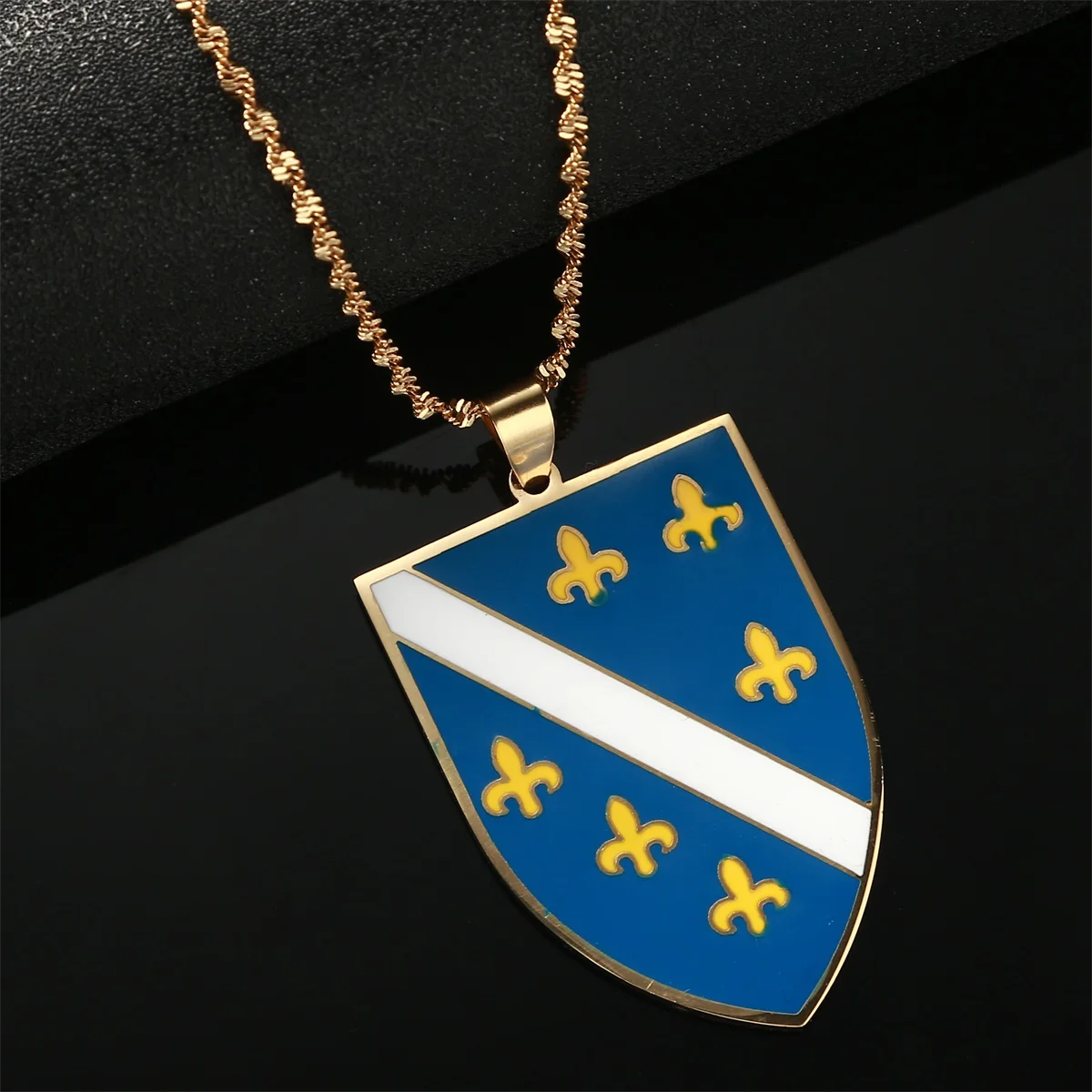 Enamel Gold Color Stainless Steel Bosnians Pendants Necklaces Charm Bosna Women Men Jewelry