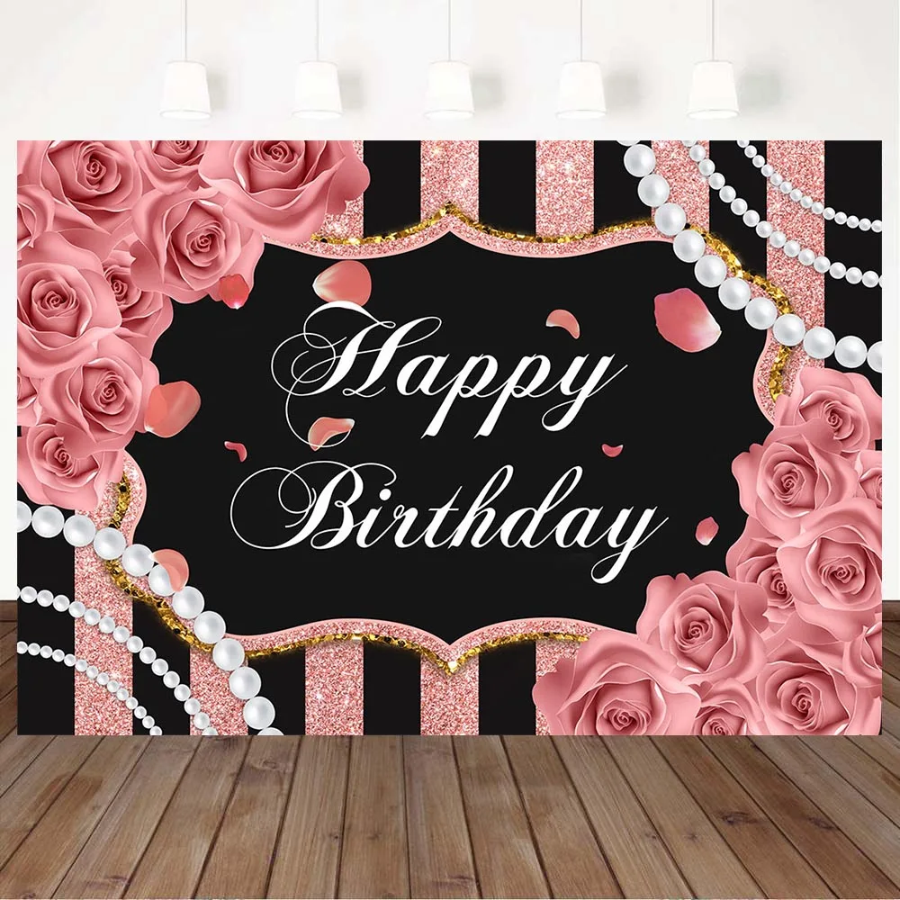 Mocsicka фон для фотосъемки с изображением женщины девочки на день рождения украшение роза Жемчуг Подсолнух полосатый фон для фотосъемки