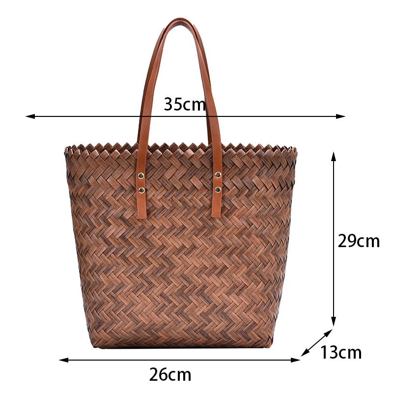 Bohemia Rattan Large Capacity Tote Bags For Women Designer Wicker Woven Handbags Female Summer Beach Straw Basket Shoulder Bags