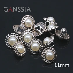 30pcs/lot Size:11mm Pearl White Shirt Buttons Resin Button Scrapbooking DIY Clothing accessories (ss-1018)