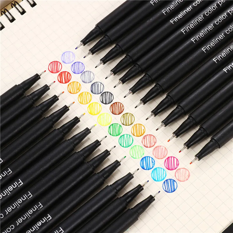 12/24/36/48/60 Fineliner Color Pen Set Ink Colored 0.4mm Liner Brush Micron for Caligraphy Graffiti Art Marker Pencil Drawing