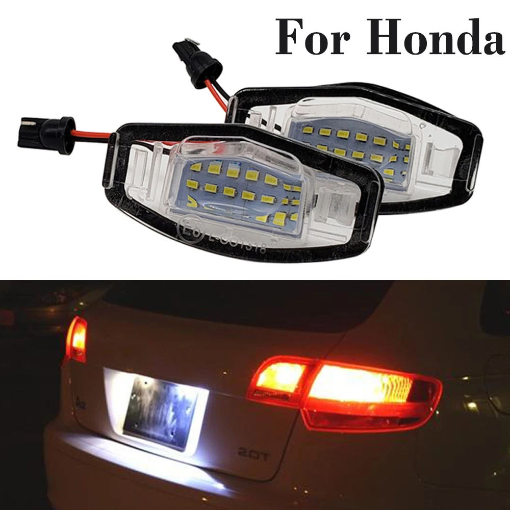 For Honda Odyssey Legend Accord Civic 7 8 9 City 4 MR-V 2 Pcs Led Car Number Lamp Assembly Auto License Plate Light Luces