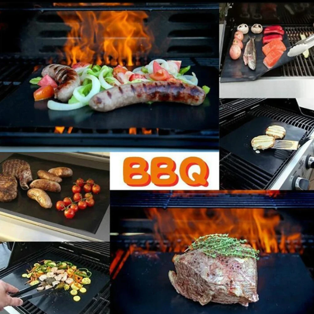 2 pz BBQ Grill Zerbino Barbecue cottura all'aperto Pad antiaderente Piatto di cottura riutilizzabile 40 * 33 cm Per il partito PTFE Grill Zerbino Strumenti Nuovo