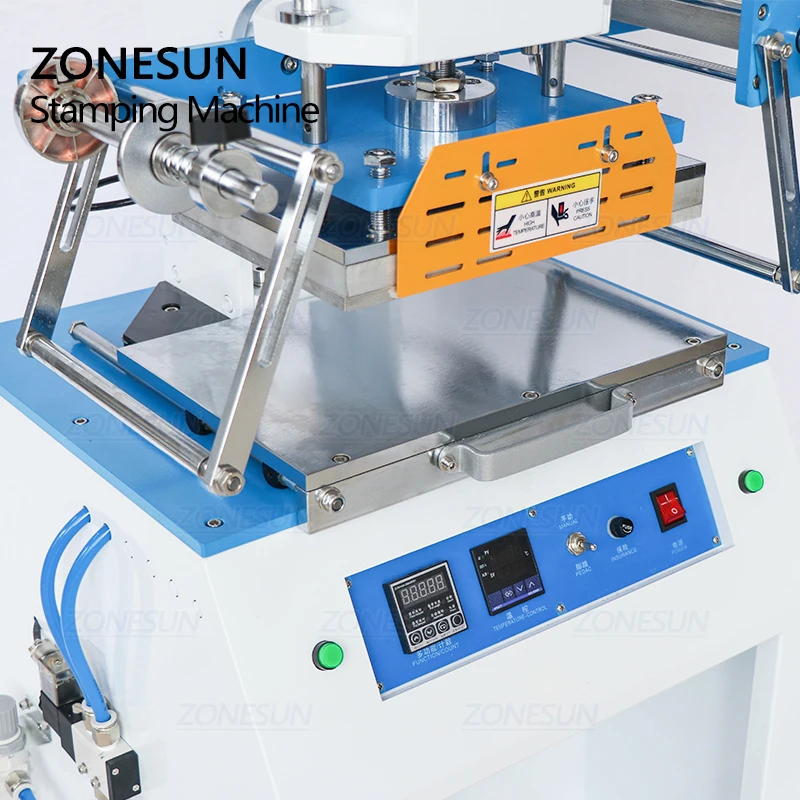 ZONESUN-ZS-819D de 2030cm, máquina neumática con logotipo, tarjeta de nombre, prensa de calor de cuero, estampado de lámina caliente, máquina de