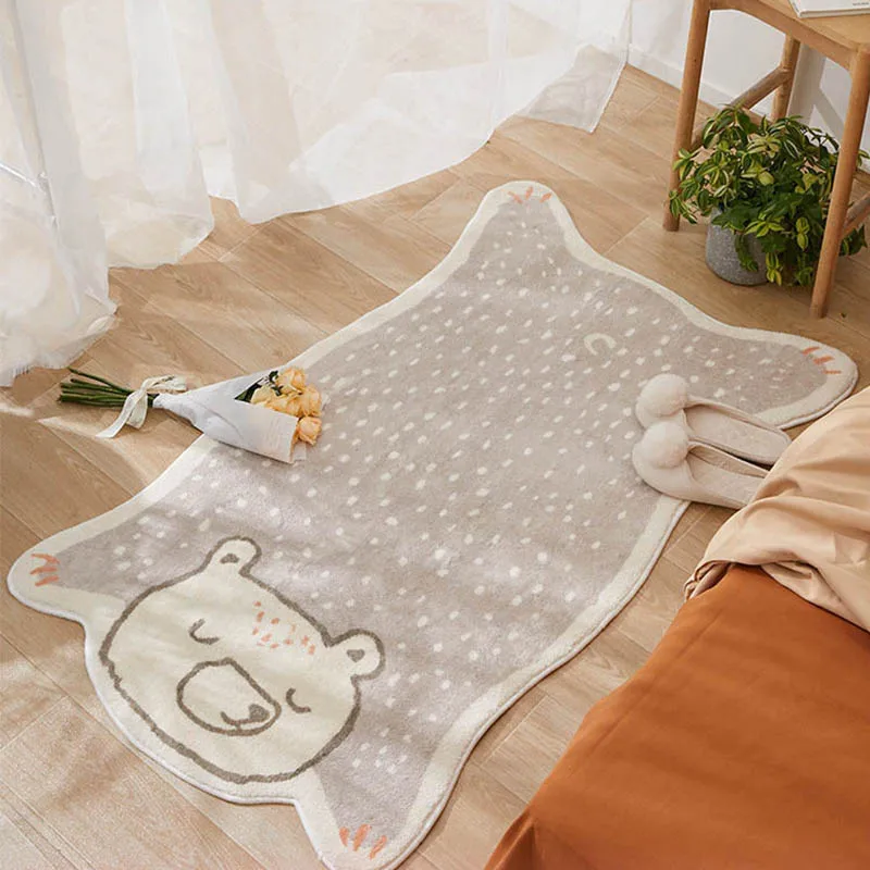 Cute Animal Pattern Carpet Kid Room Child Soft Shaggy Bedside Floor Play Mat Home Long Hallway Rug Nordic Modern Bedroom Carpet