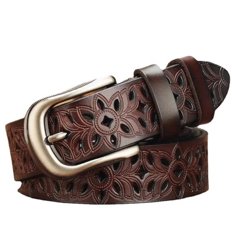 Nieuwe Vrouwen Riem Met Holle Patroon Luxe Riem Ontwerpers Vrouwen Vintage Pin Gesp Riem 2.8Cm