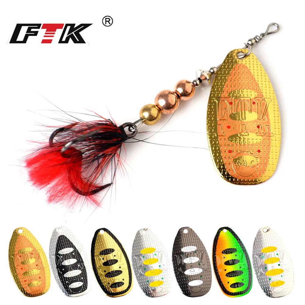 

1PC Fishing Lure Spinner Bait Spoon Lures 8g 13g 19g 8colors Metal Bass Hard Bait With Feather Treble Hooks Wobblers Pike Tackle