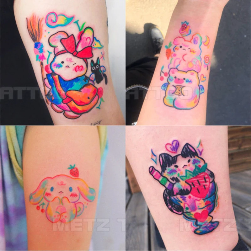 50Pcs Temporary Tattoo Sticker Waterproof Water Transfer Cute Graffiti Fake Tattoo Face Arm Sticker New Temporary Tattoo