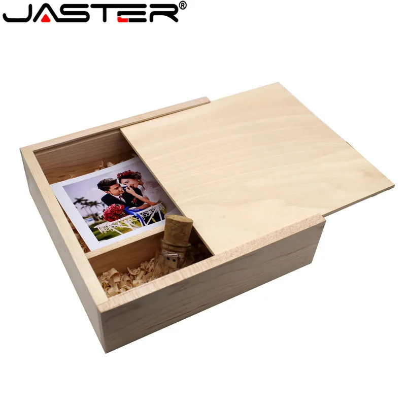 JASTER free custom logo 205*205*60mm Photo Album Wooden USB+Box usb flash drive Memory stick Pendrive 8GB 16GB 32GB 64GB