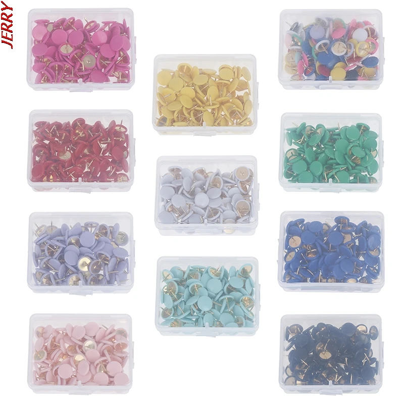 Nuovo 100 Round Push pin s Tack Pin bacheca sughero carta mappa punto forniture per ufficio