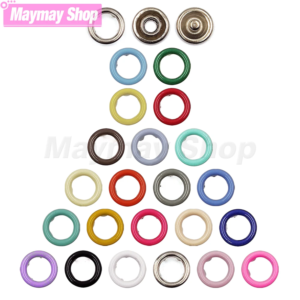 10-100 Sets 9.5mm Metal Prong Snap Button Fasteners Press Button Studs Hollow Prong Ring For Clothes Garment Sewing Bags Shoes