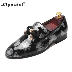 Ligustel Designer Shoes Men High Quality Italian Men Shoe Luxury Wedding Party Genuine Leather Slip On Loafers Shoes Big Size