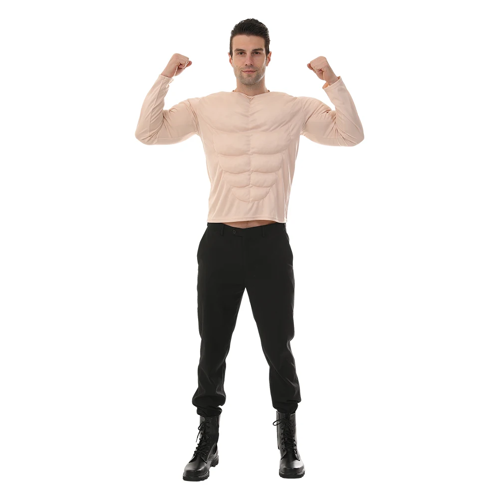 Eraspooky Funny Muscle Man Cosplay męska Muscle Suit tunika kostium na Halloween dla dorosłych nowość świąteczne przebranie na przyjęcie