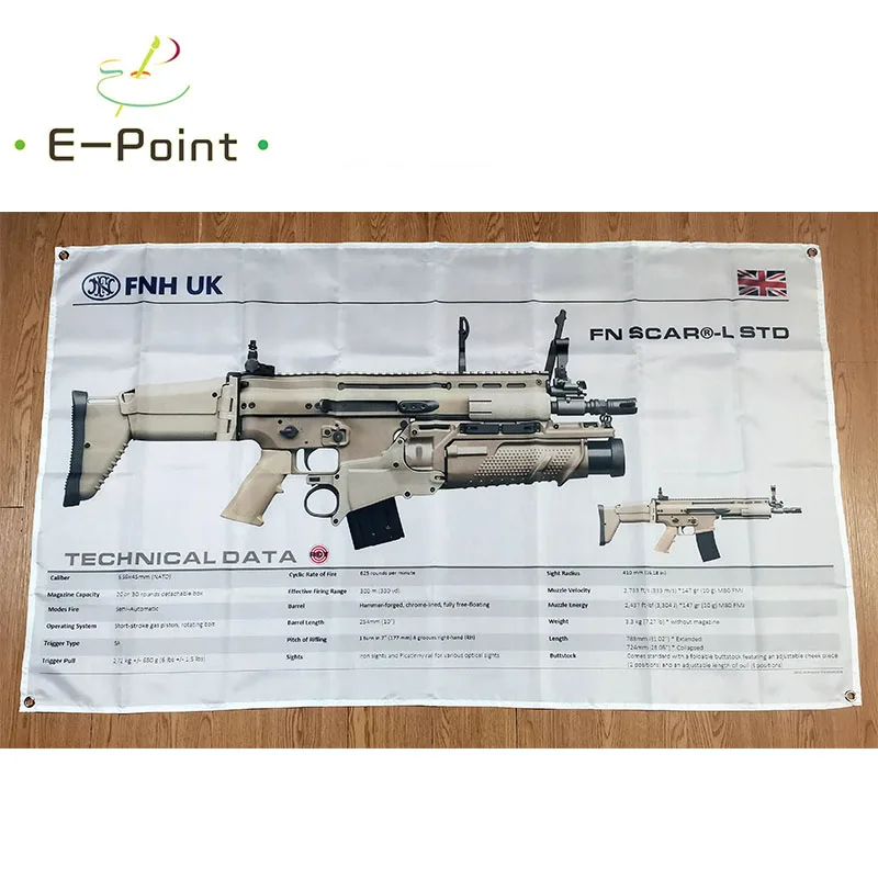 FNH UK FN Scar-L STD Gun Flag 3ft*5ft (90*150cm) Size Christmas Decorations for Home Banner Indoor Outdoor Decor M124