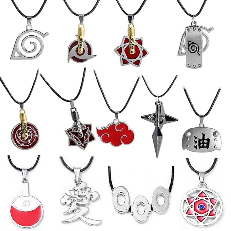 Anime Naruto Action Figures Necklace Ring Cosplay Naruto Uzumaki Kunai Zumaki Shuriken Kakashi Accessories Jewelry Kids Toy Gift