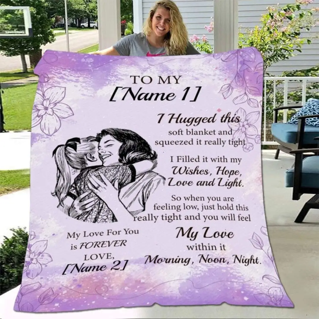 Personalized Granddaughter Blanket I Hug This Soft Blanket Purple Blanket Blanket for Bedroom Living Rooms Sofa Couch Gift Home