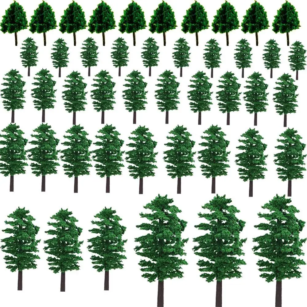 55pcs 1.57inch-3.54inch Mixed Model Trees Model Train Scenery Architecture Trees Model Scenery with No Stands Street View Mod