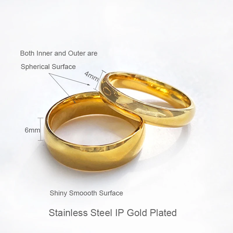 Couple's Solid Spherical Curved Band Ring Set