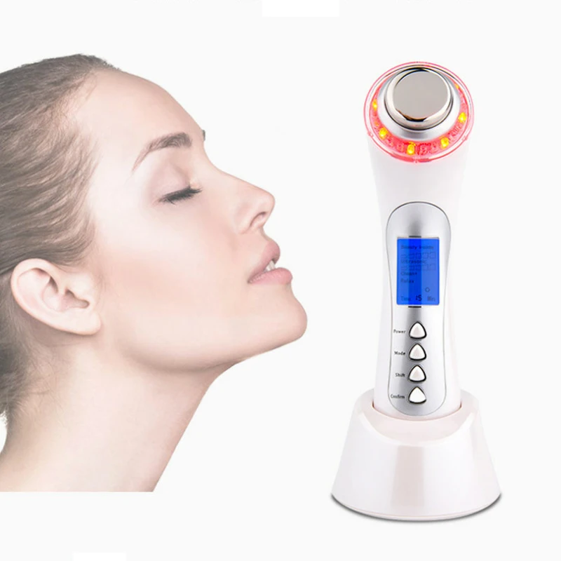 3Mhz Ultraschall Ionen LED Photon Galvanische Spa Gesichts Massager Haut Reinigung Gesicht Hebe Ultraschall Mikrostrom Schönheit Maschine