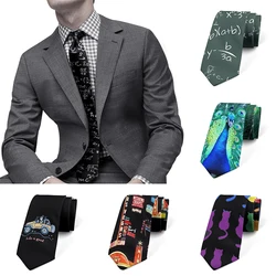 Creative Design Mathematical Symbol Men's Tie Funny Animal Peacock Print Polyester Business Casual Tie Party Shirt Accessories