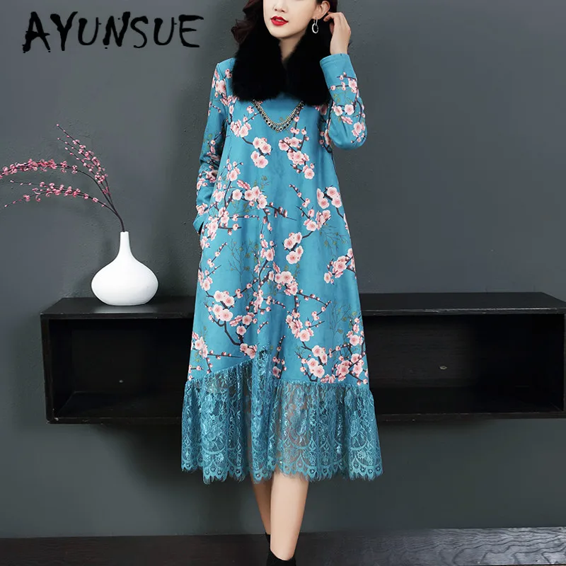 

Dress Women 2020 Print Floral Dress Elegant Midi Korean Spring Women's Dresses Long Sleeve Vestido Vintage HDL186152 YY2465