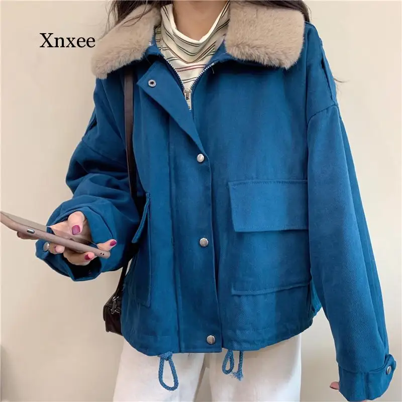 2020 Winter New Women Coat Female Warm Jacket Fashion Leisure Thick Loose Solid Casual Sweet All-Match Detachable Collar