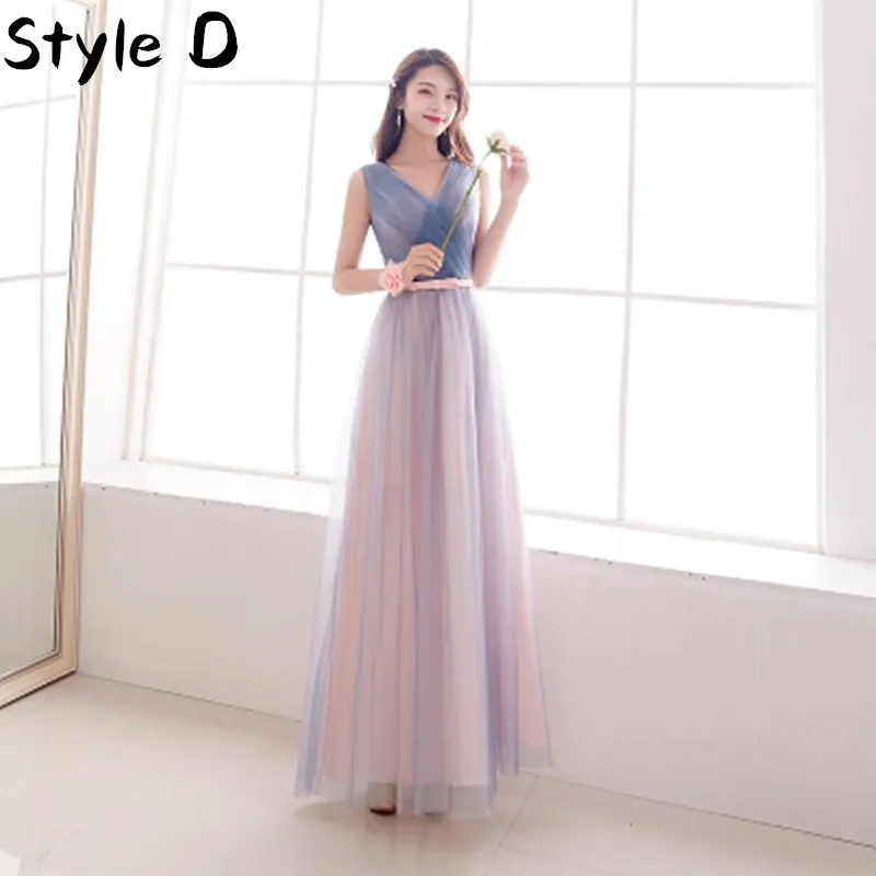 Pink Tulle Sexy V Neck Bridesmaid 2021 Fashion A-Line Long Lace Up Back Half Sleeve Formal Wedding Party Dress Real Photo