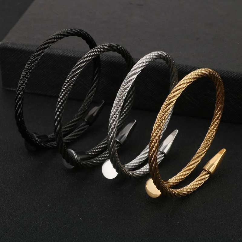 Stainless Steel Nail Bracelet For Women Luxuty Charms Bangle For Mens Hiphop Rock Korean Fashion Jewelry Designer Gift Of Party