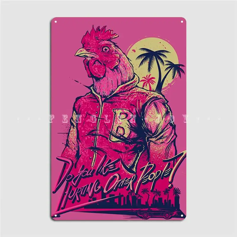 Hotline Miami Richard Metal Plaque Poster Garage Decoration Pub Garage Funny Cinema Living Room Tin Sign Poster