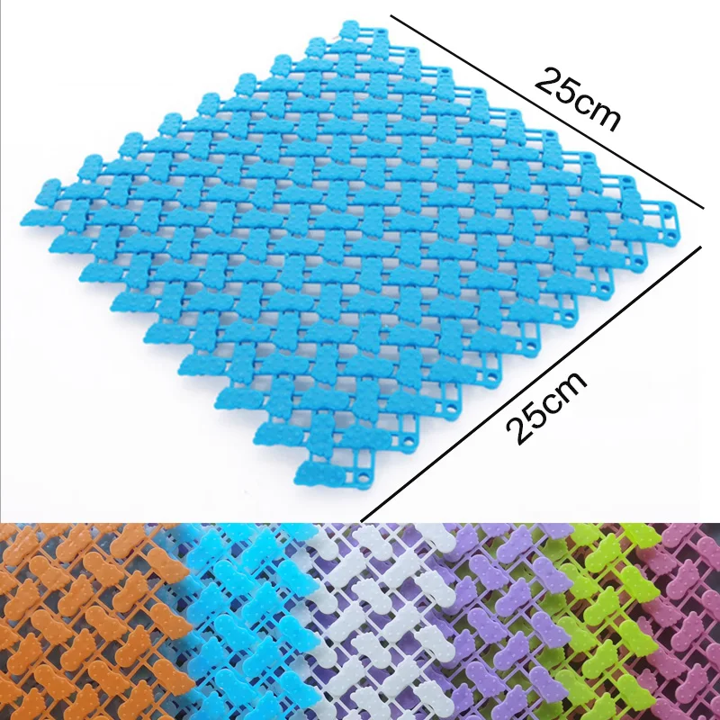 DIY Non Slip Bathroom Splicing Mat Candy Colors Combination Mesh Drainage Massage Floor Carpet For Laundry Room Shower Bathroom