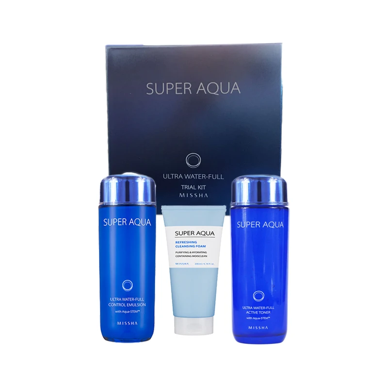 Different Korean MISSHA Super Aqua Ultra Water Full Kit Cleansing Foam Toner 30ml Emulsion Trail Set Skin Care