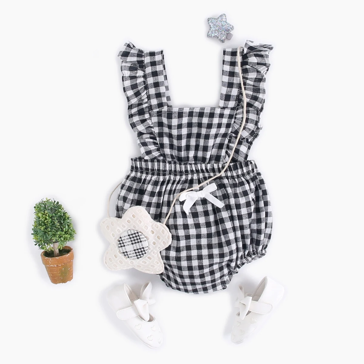 Sanlutoz Cotton Summer Cute Baby Girls Clothing Onesies Casual Princess Toddler Plaid Bodysuits Infants Fashion