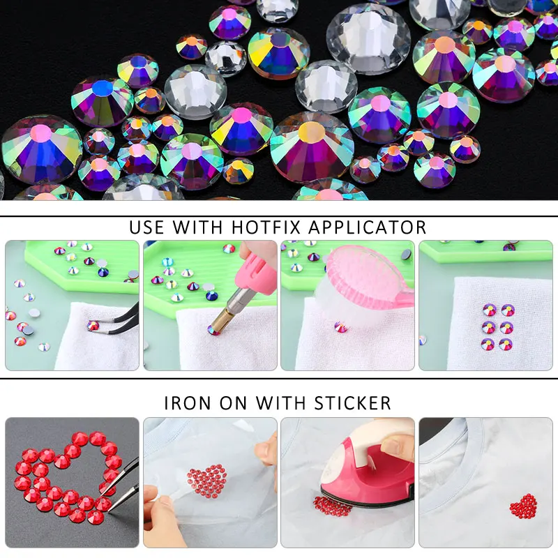 QIAO Hot-Fix Glas-Strasssteine Kobaltviolett/Lila Kristall Flache Rückseite SS6-SS30 für DIY-Kleidungsdekorationen zum Aufbügeln – Detail 5