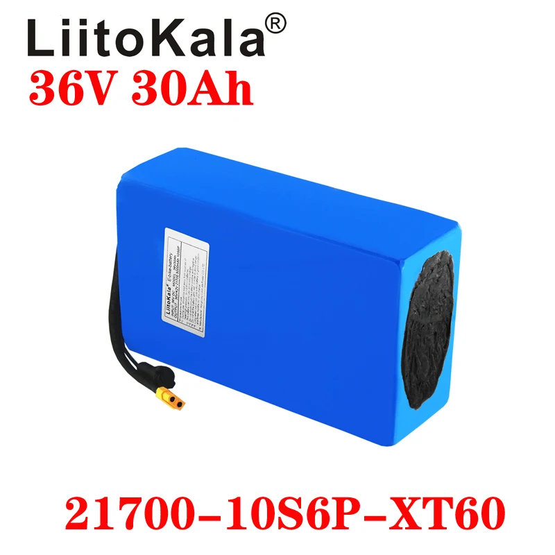 LiitoKala 36v 30ah 21700 10S 6P motocykl elektryczny rower trójkołowy batteria 36v 30ah E akumulator do skutera do Bafang/Tongsheng XT60