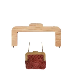 20 Cm Red Coffee Nature Solid Wood With Holes Screws Handmade Sewing Purse Frame Wooden Bag Handle Frames Wholesale Parts Hanger