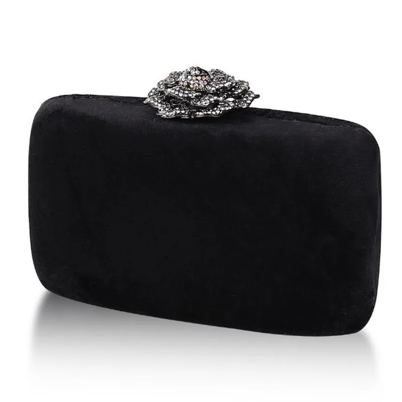 Imagem -04 - Bolsa de Embreagem de Veludo com Bloqueio de Flor de Diamante Bolsa de Noite Elegante Bolsa de Designer de Luxo Cadeia de Casamento de Embreagem Transporte da Gota 2023